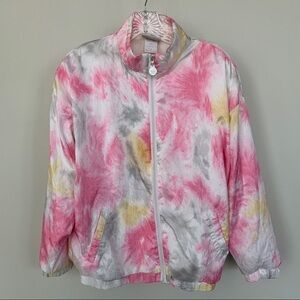 Adidas Vintage Tie Dye Pink White Yellow Full Zip Jacket Size S